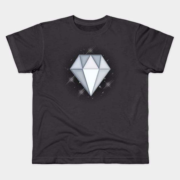 White Diamond Gem Kids T-Shirt by Blackmoonrose13